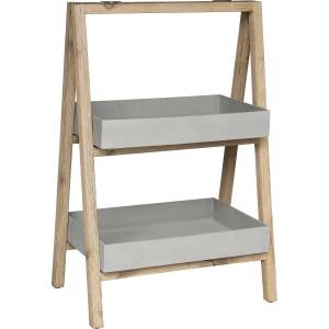 Pflanzregal Cargese mit 2 Ablagen aus Holz und Stein, ideal für den Innenbereich.