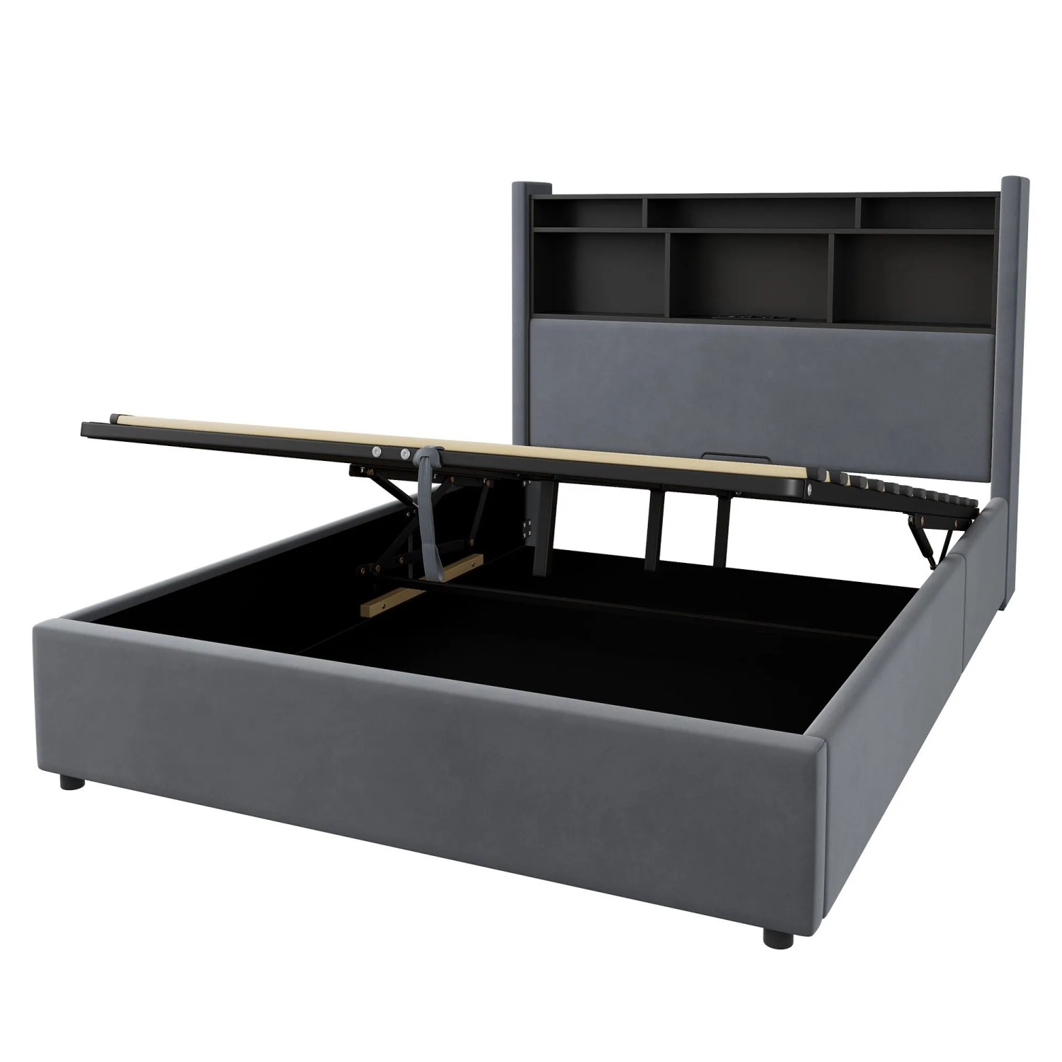 okwish Polsterbett 140x190cm mit Stauraum Komfort Schlafzimmer Grau ohne Matratze