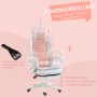 Rosa Gaming-Stuhl mit Hasenohren, Kunstleder, höhenverstellbar und mit Fußstütze.