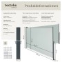 Graue Tectake Doppel-Seitenmarkise, 180x600 cm, ausziehbar, als wetterfester Sicht- und Windschutz. Ideal für Terrasse.