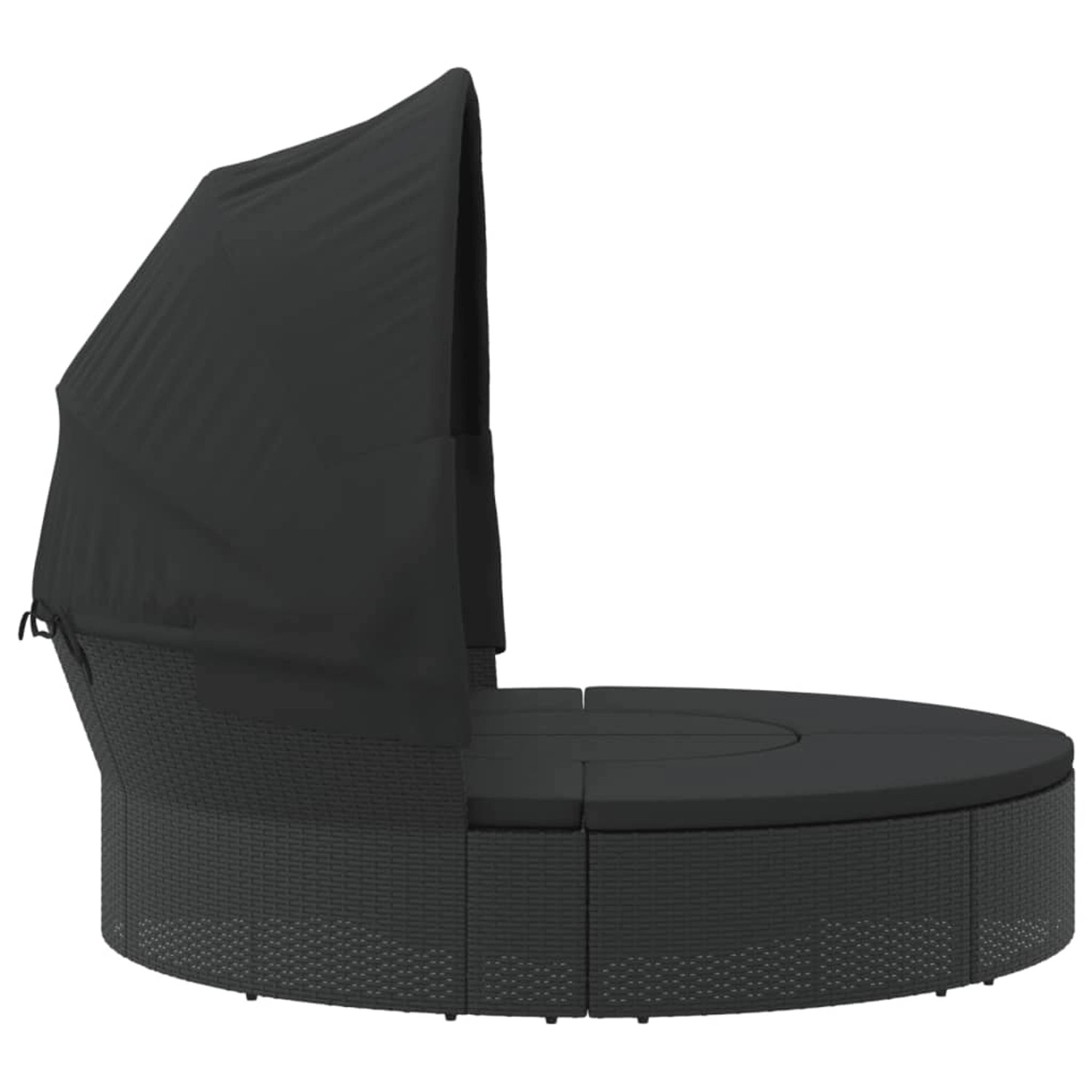 VidaXL OutdoorLoungebett mit Dach und Kissen Schwarz Poly Rattan 3