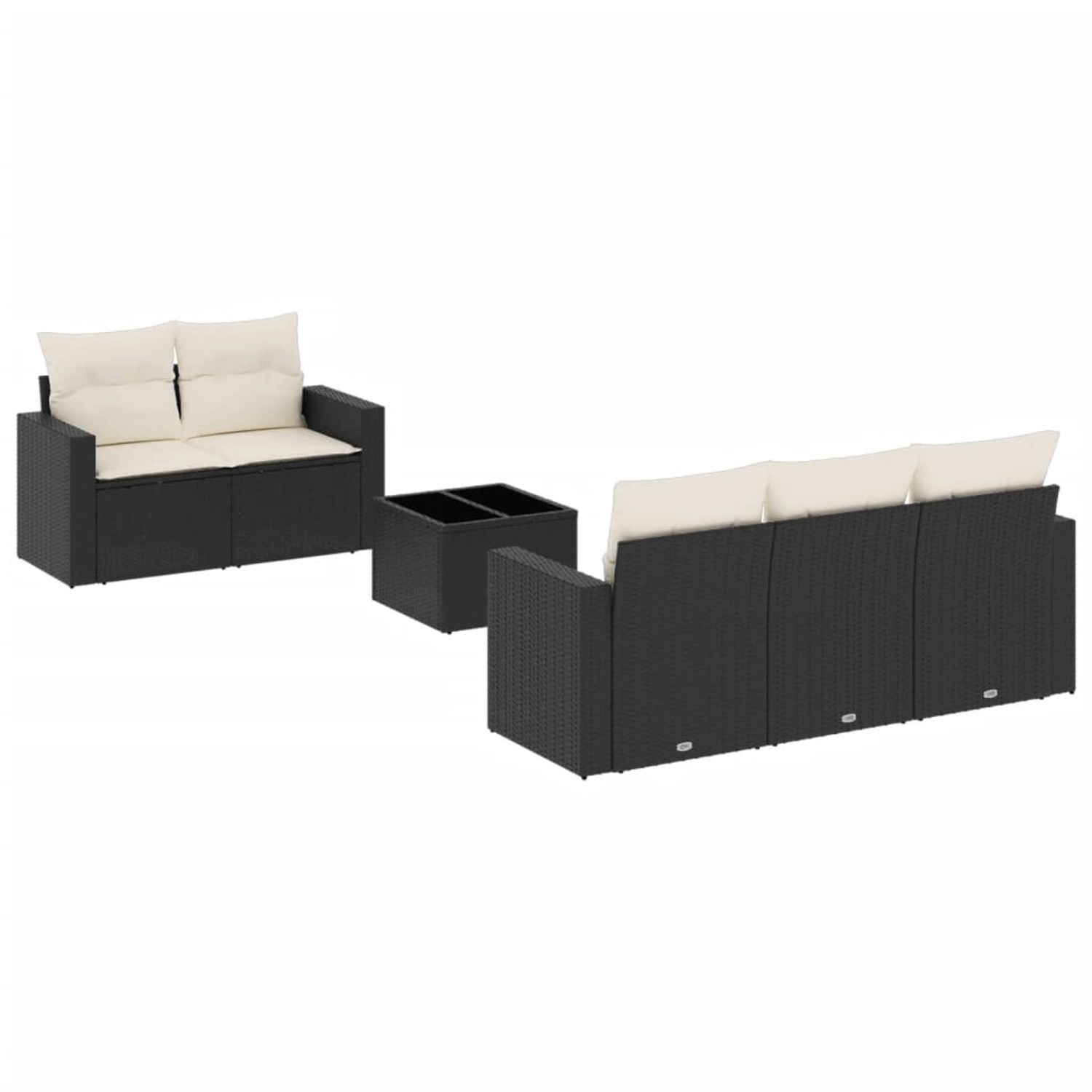 vidaXL 6-tlg Garten-Sofagarnitur mit Kissen Schwarz Poly Rattan Modell 30