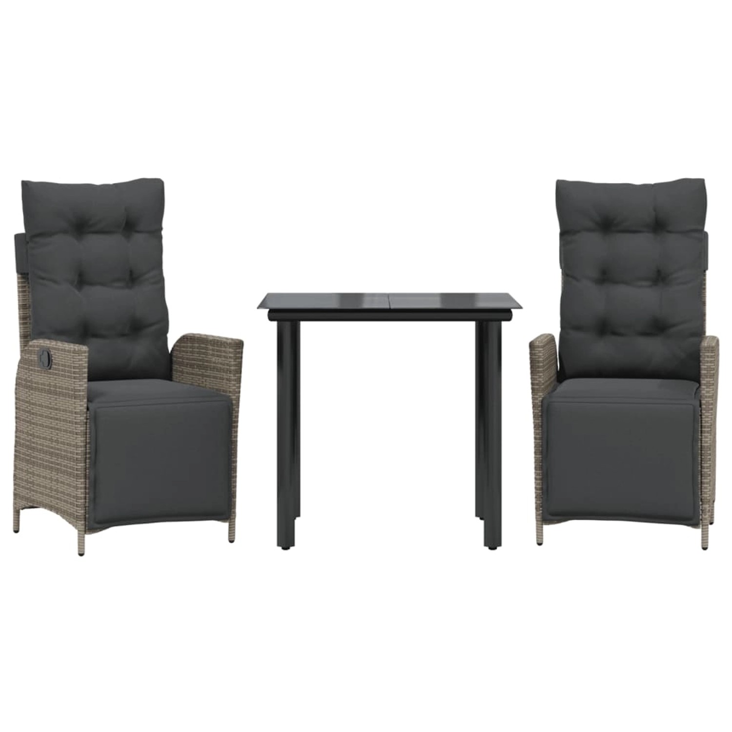vidaXL 3-Tlg Garten-Essgruppe mit Kissen Grau Poly Rattan 3213427 günstig online kaufen