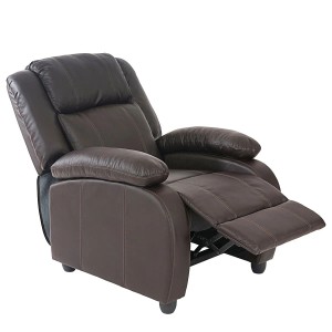 Brauner Relaxsessel Glasgow mit Kunstlederbezug und verstellbarer Rückenlehne.