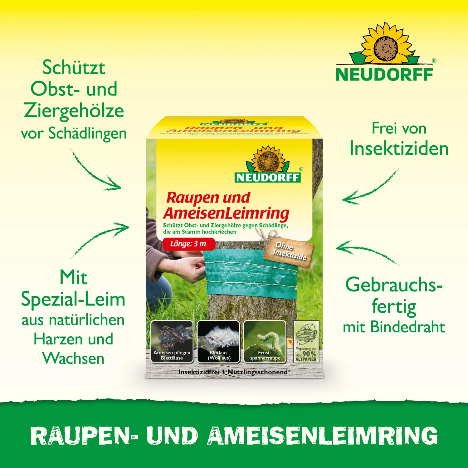 Neudorff Raupen- und Ameisen-Leimring, 3 m, zum Schutz von Bäumen vor Schädlingen.
