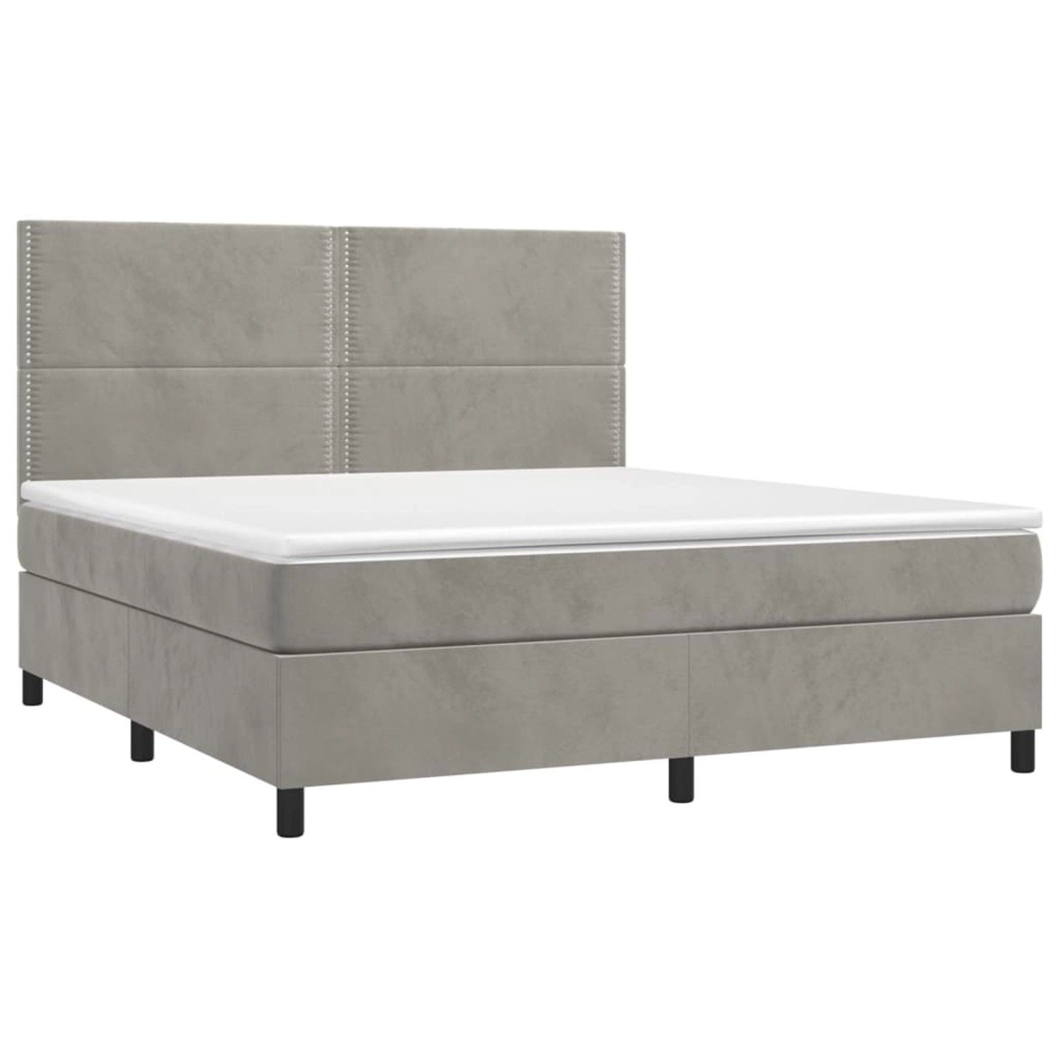 vidaXL Boxspringbett mit Matratze & LED Hellgrau 180x200 cm Samt 3136077 günstig online kaufen