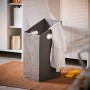 SoBuy Badschrank mit Wäschesack BZR155-W, grau. Hochschrank für Badmöbel-Sets.