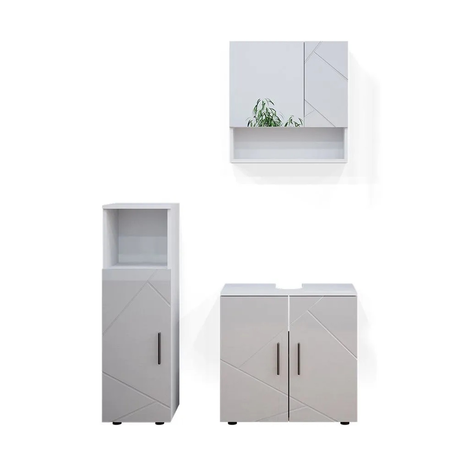 Vicco Badmöbel-Set Irma Weiß Hochglanz 60 x 59 3-teilig