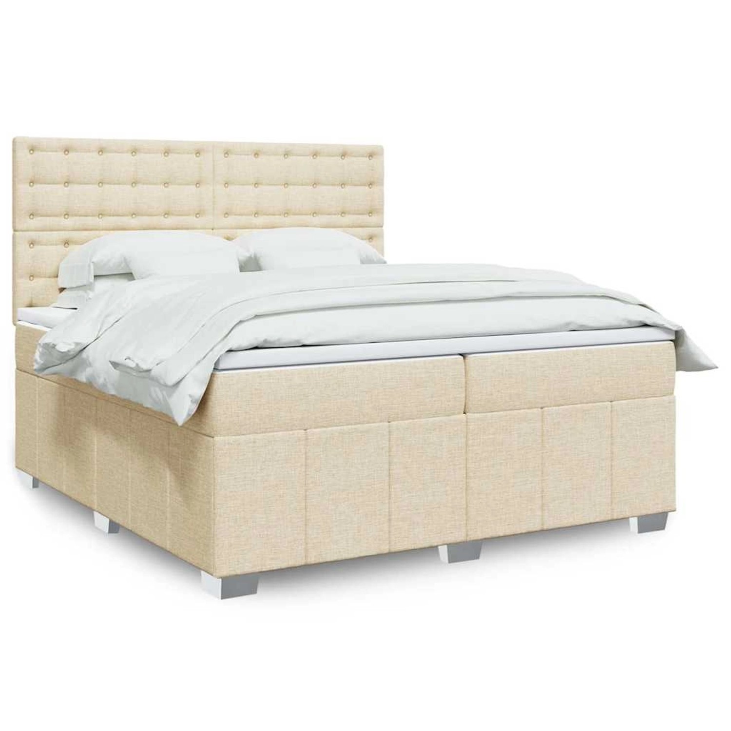 vidaXL Boxspringbett mit Matratze Creme 200x200 cm Stoff 3294094 günstig online kaufen