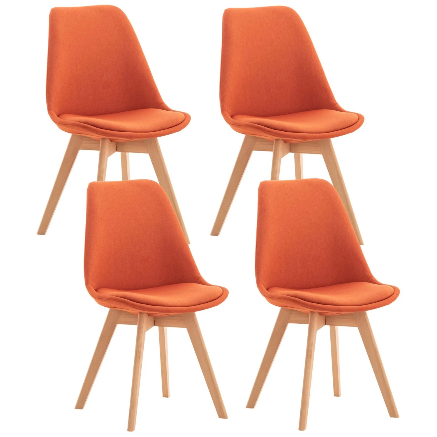 CLP 4er Set Esszimmerstuhl Linares orange/Stoff