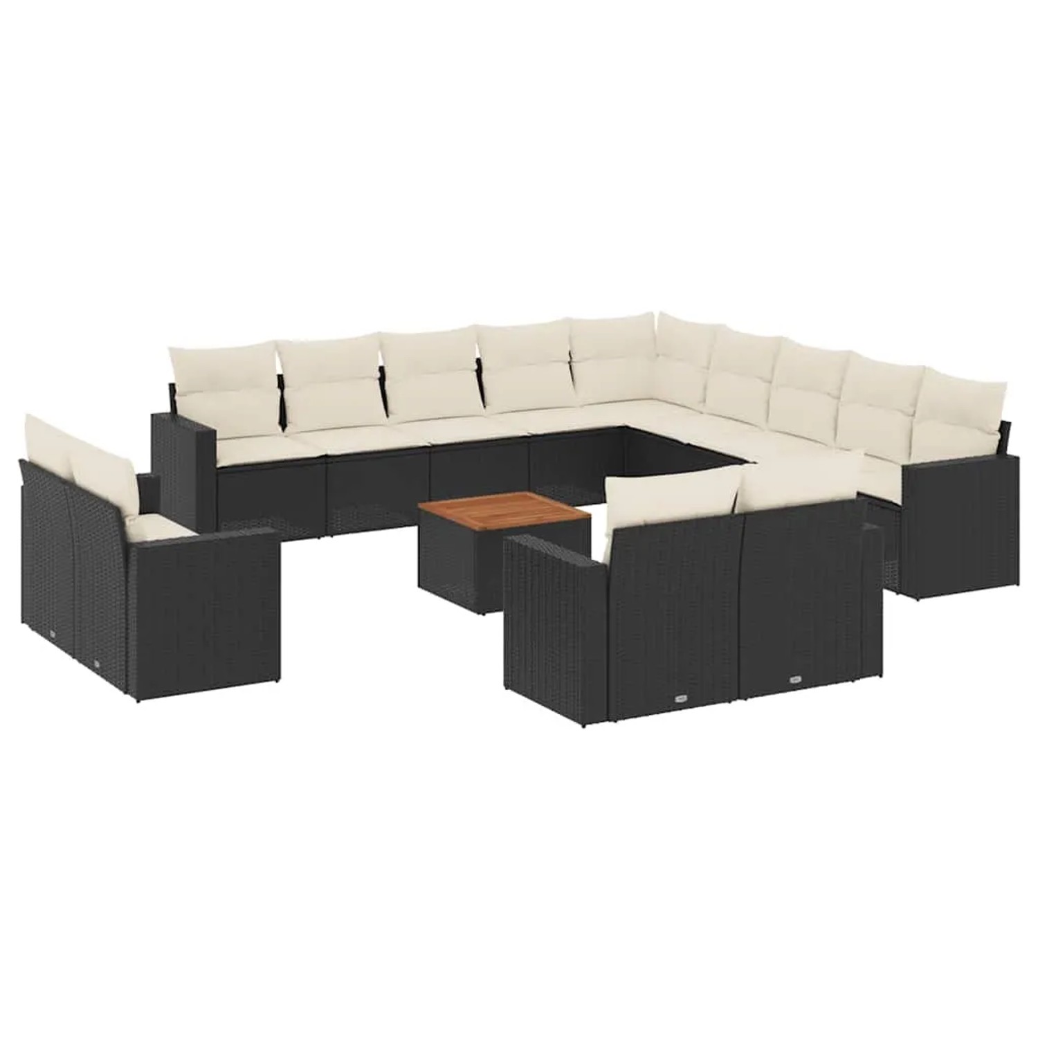 vidaXL 14-Tlg Garten-Sofagarnitur mit Kissen Schwarz Poly Rattan 3256728 günstig online kaufen