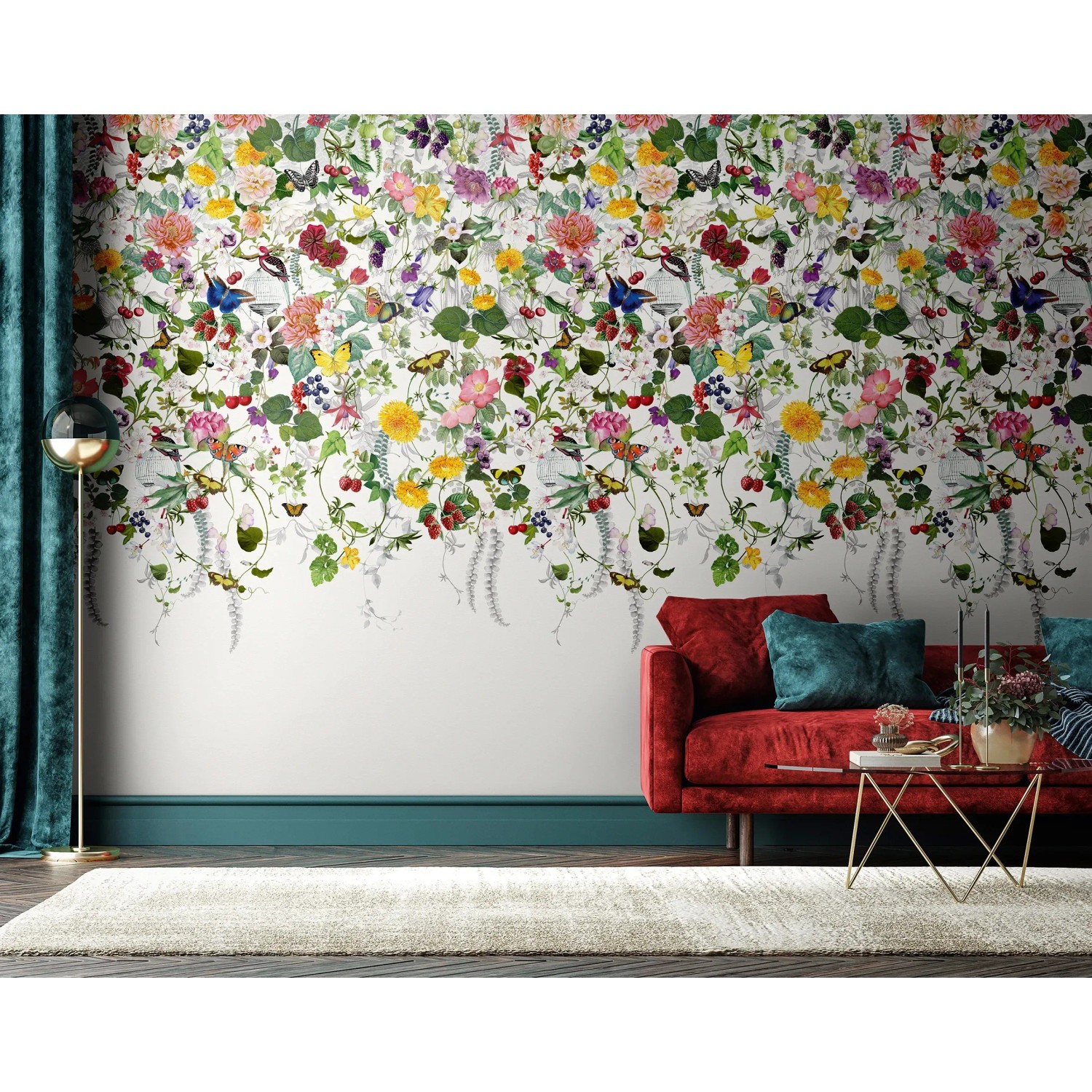 Marburg Fototapete Smart Art Gallery Floral Modern Weiß mit Blumenmuster.