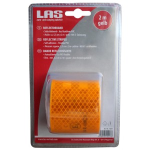Gelbes Reflektorband, selbstklebend, 2m lang, für Autoanhänger.