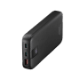 Anthrazitfarbene Hama Powerbank mit USB-C/USB-A Anschlüssen und 20.000mAh Kapazität.