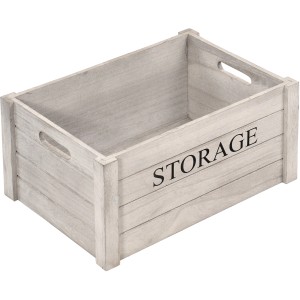 Kesper Aufbewahrungsbox, Antik Weiß gekälkt, 22 l, aus Holz mit Tragegriffen.