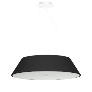Schwarzer Sollux Lighting Kronleuchter Vega 60 mit Stoffschirm, minimalistische Lampe für Wohnzimmer & Schlafzimmer.