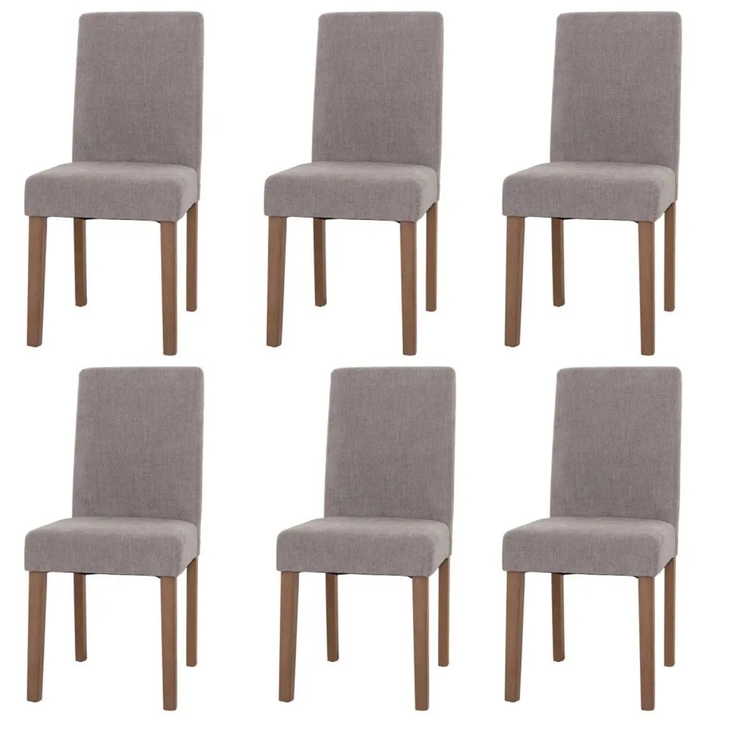 MCW Esszimmerstuhl Littau Chenille 6er-Set Hellgrau Naturfarbene Beine