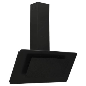 Schwarze vidaXL Dunstabzugshaube aus Edelstahl und Glas, 90 cm, für die Küche.