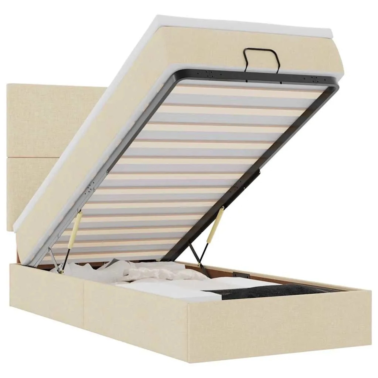 vidaXL Ottoman-Bett mit Matratze & LEDs Creme 90x190 cm Stoff 3313890