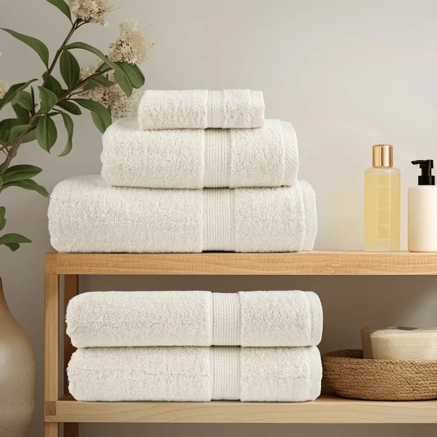 vidaXL Handtuch Set 12-teilig Baumwolle weich saugfähig Creme 600 g/m2 kaufen bei OBI