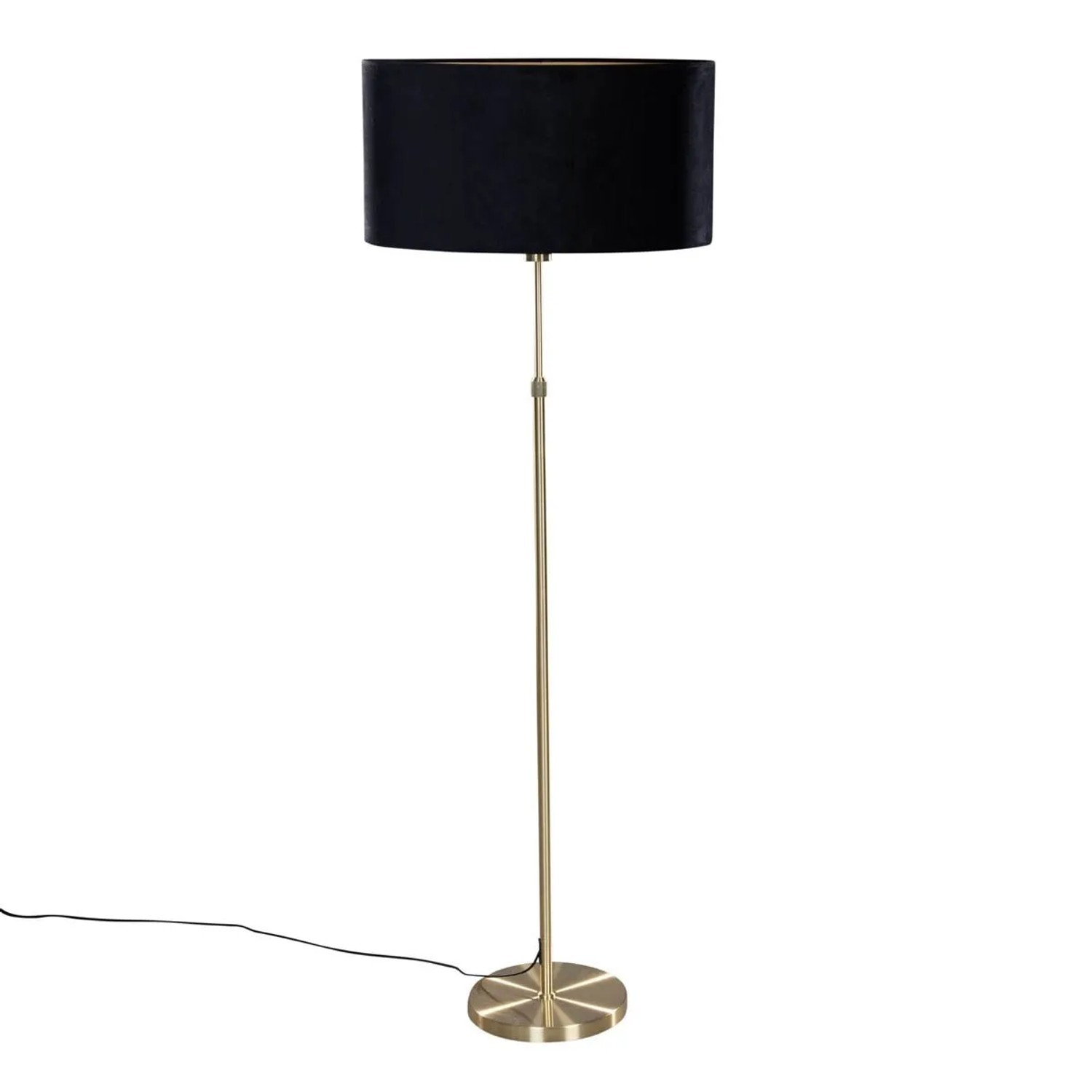 QAZQA Stehleuchte Gold mit Ovalem Samtschirm Schwarz 50 cm Parte