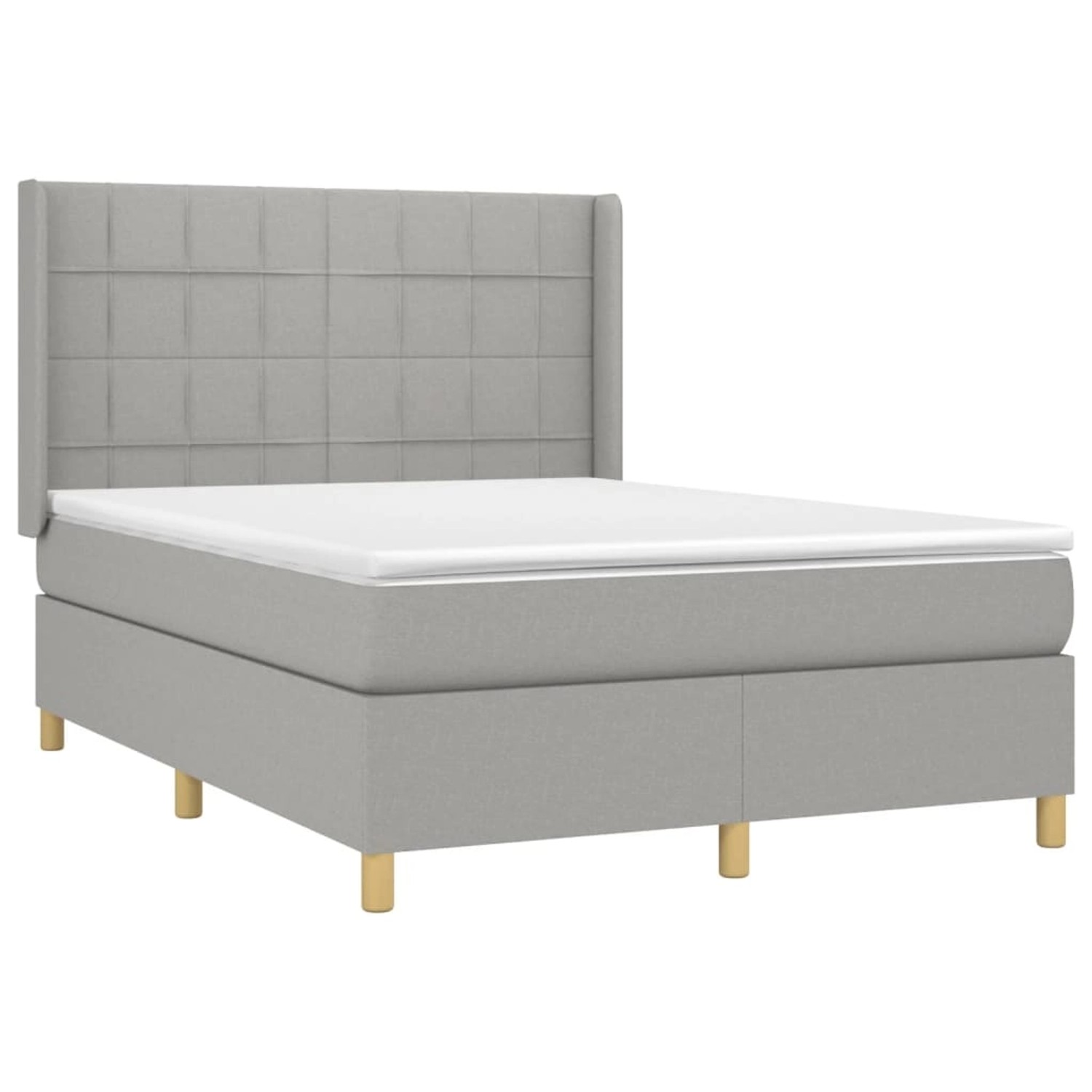 vidaXL Boxspringbett mit Matratze & LED Hellgrau 140x200 cm Stoff 3138877 günstig online kaufen