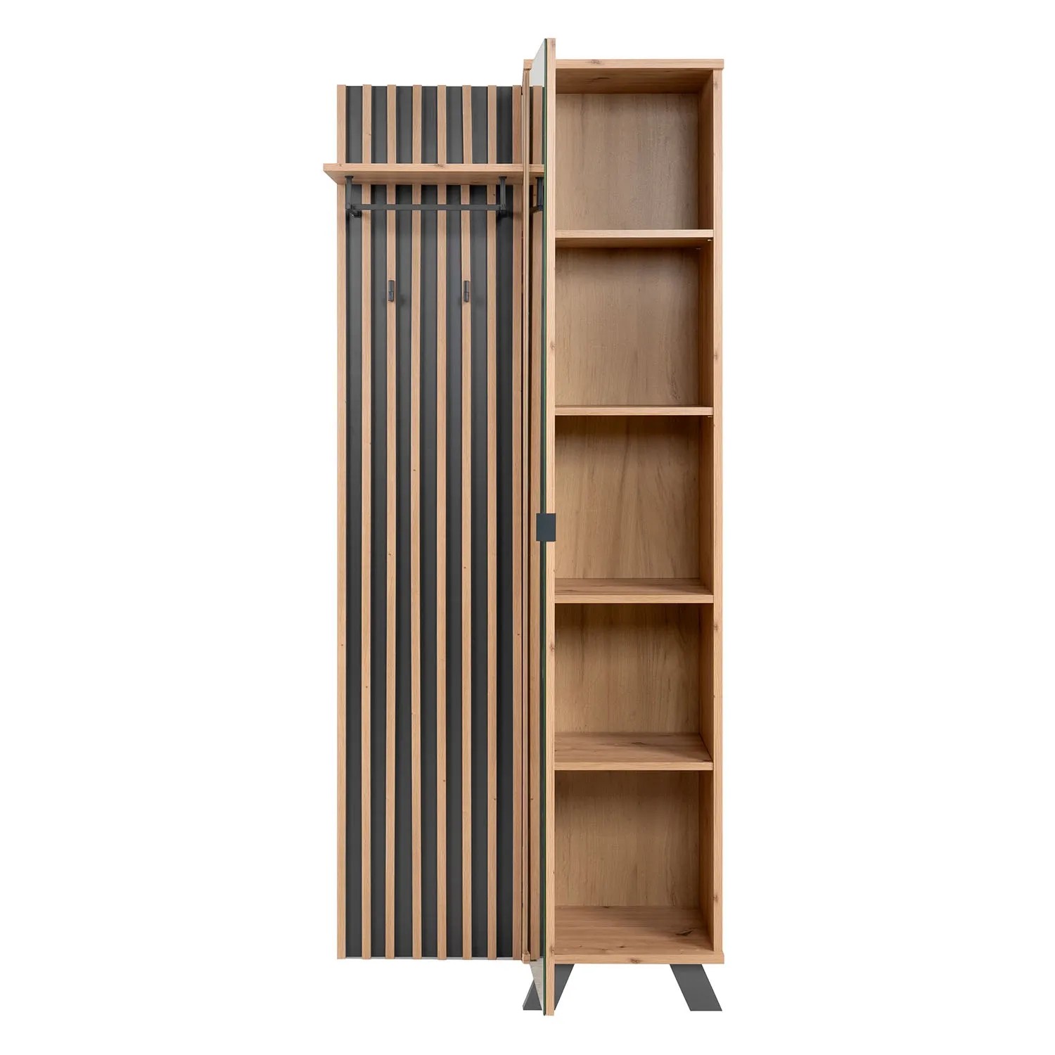 Homestyle4u Garderobe Flurgarderobe mit Spiegel Flurmöbel Garderobenpaneel_4