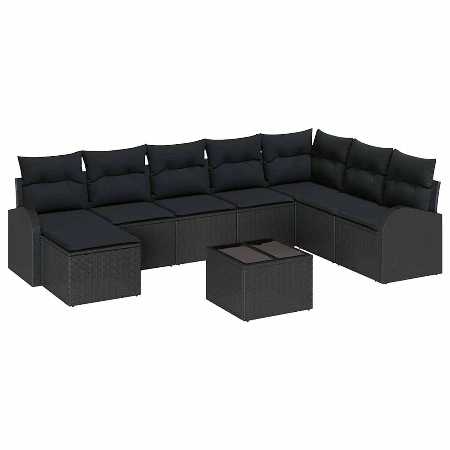 vidaXL Garten-Sofa-Set mit Kissen 9-Tlg Schwarz Poly Rattan 3346173 günstig online kaufen