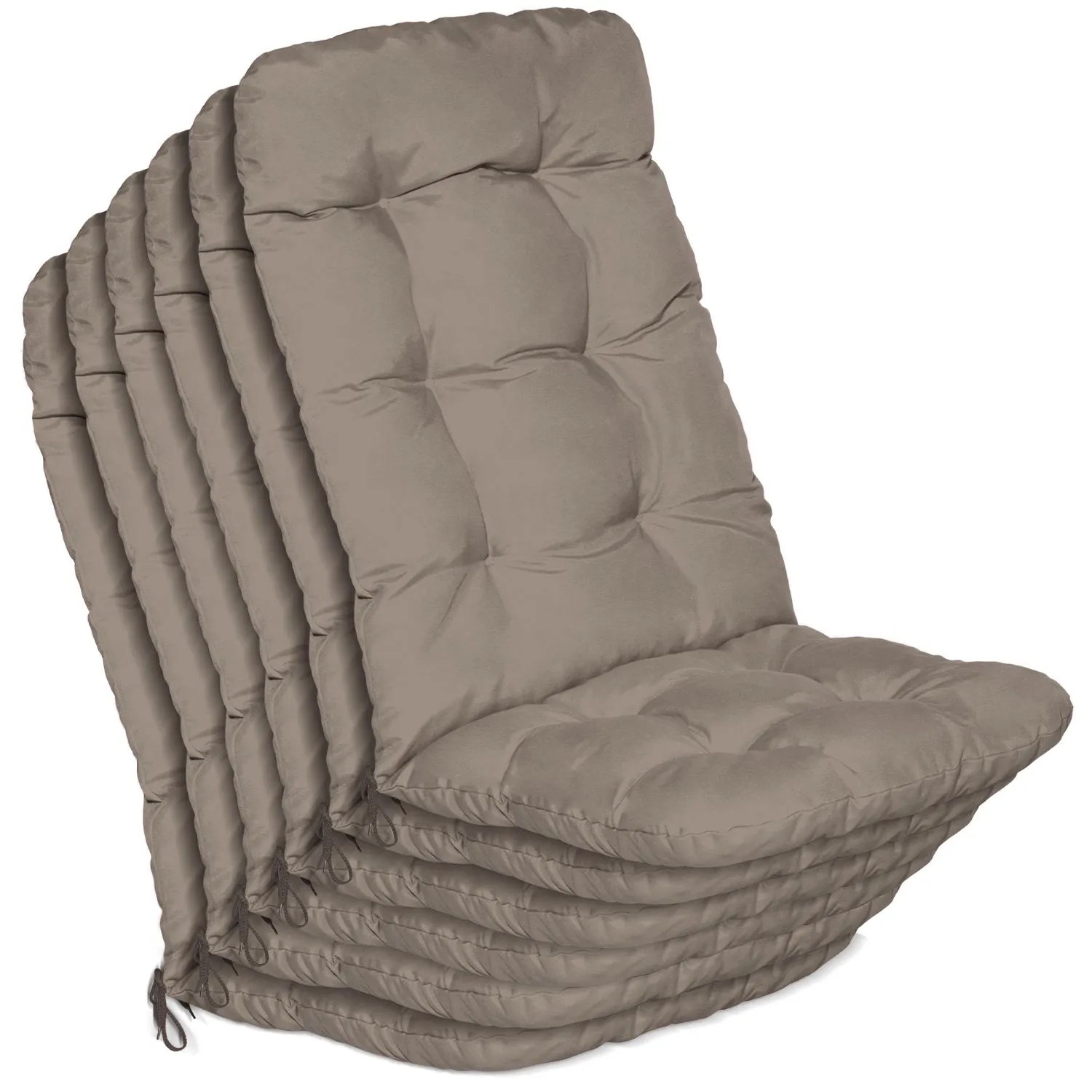 Beautissu 6er Set Hochlehner Auflagen Flair HL 120x50x8cm Taupe
