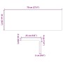 Maßzeichnung der vidaXL Massivholz Eiche Fensterbank. Zeigt Länge 70 cm, Breite 25 cm, Dicke 2 cm und Profil.