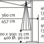 Skizze des Schneider Ampelschirm Rhodos Grande 400x300 cm mit Maßangaben.