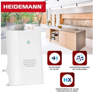 Heidemann Funkgong-Set HX Plug-In, 82 dB, weiß. Türklingel mit Steckdosenanschluss.