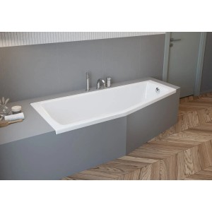 Pianura Raumsparwanne, 170x75 cm, Ecke links, weiß. Rechteck-Badewanne aus Acryl ohne Zubehör.