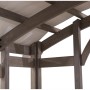 Detailansicht der Sunjoy Pergola Dajti aus Zedernholz mit grauem Stoffdach.