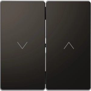 Merten Jalousie Wippe System Design in Anthrazit mit Pfeilsymbolen für Rollladensteuerung.