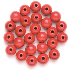 Karminrote Holzperlen, Ø 15mm, 14 Stück, FSC® zertifiziert, für Schmuckbasteln.