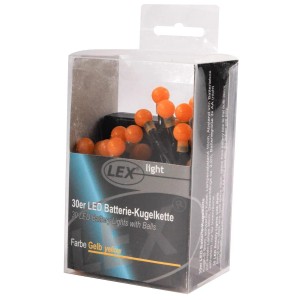 Lex 30er LED Batterie Kugelkette Lichterkette Gelb Kugeln Batterie Beleuchtung
