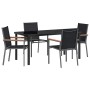 vidaXL 5-teiliges Garten-Esszimmer-Set aus Textilene und Stahl in Schwarz.