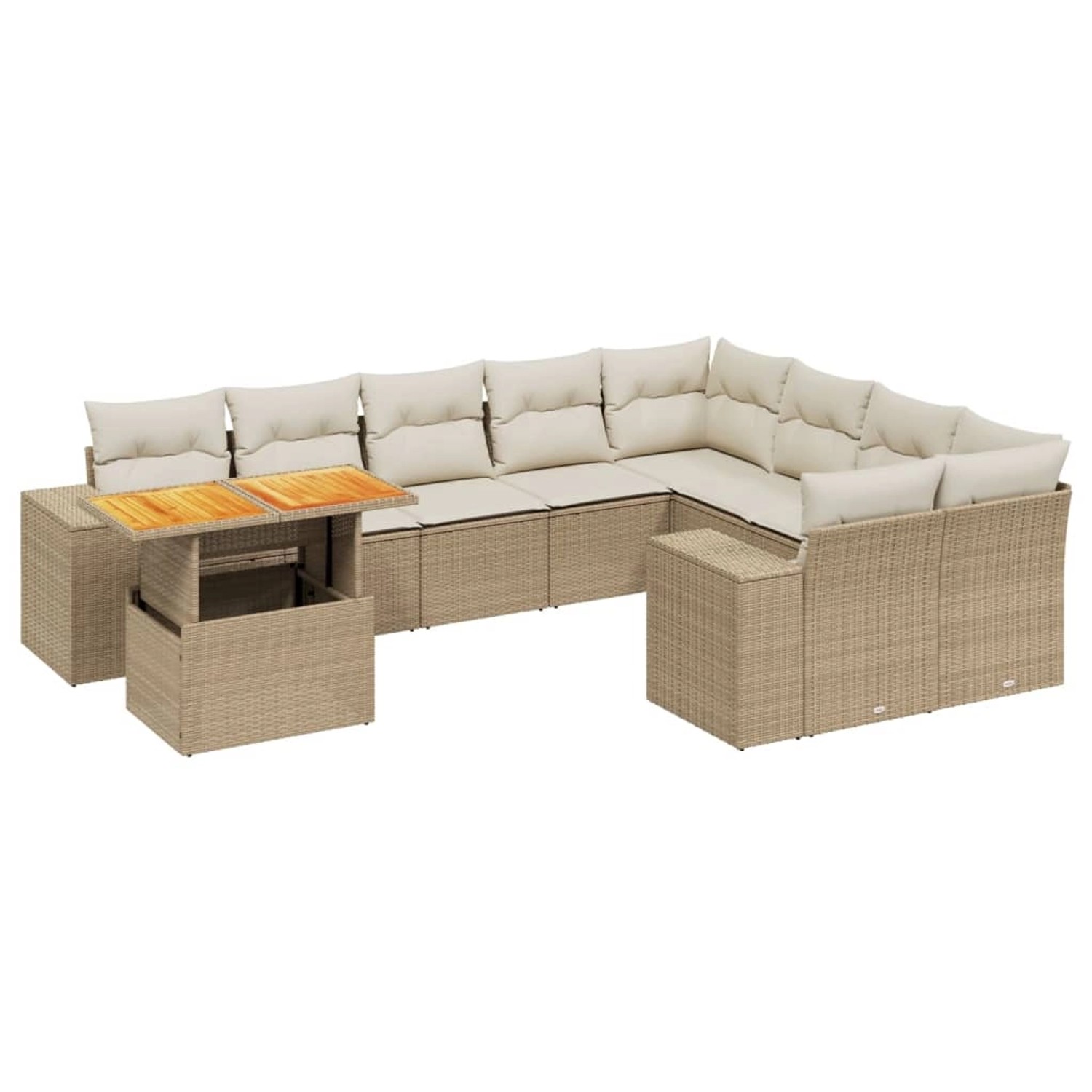 vidaXL 10-Tlg Garten-Sofagarnitur mit Kissen Beige Poly Rattan 3272801 günstig online kaufen