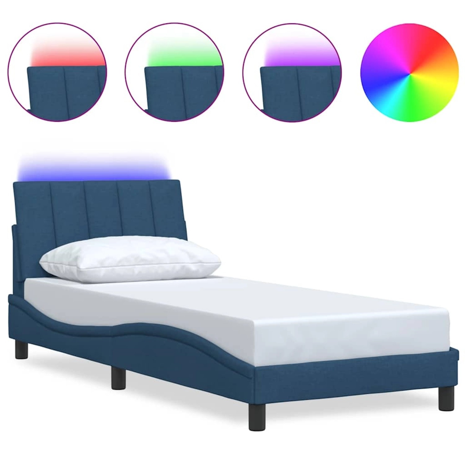 vidaXL Bettgestell ohne Matratze Hanko Blau 90x190 cm Stoff 3310432 günstig online kaufen
