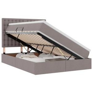 vidaXL Bett mit LED-Lichtleisten mit Kopfteil Taupe 140 x 200 cm Stoff 3372549