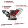 Einhell Akku-Exzenterschleifer TP-RS 18/32 Li BL-Solo: Roter Akku-Schleifer mit Staubabsaugung und Zusatzhandgriff.