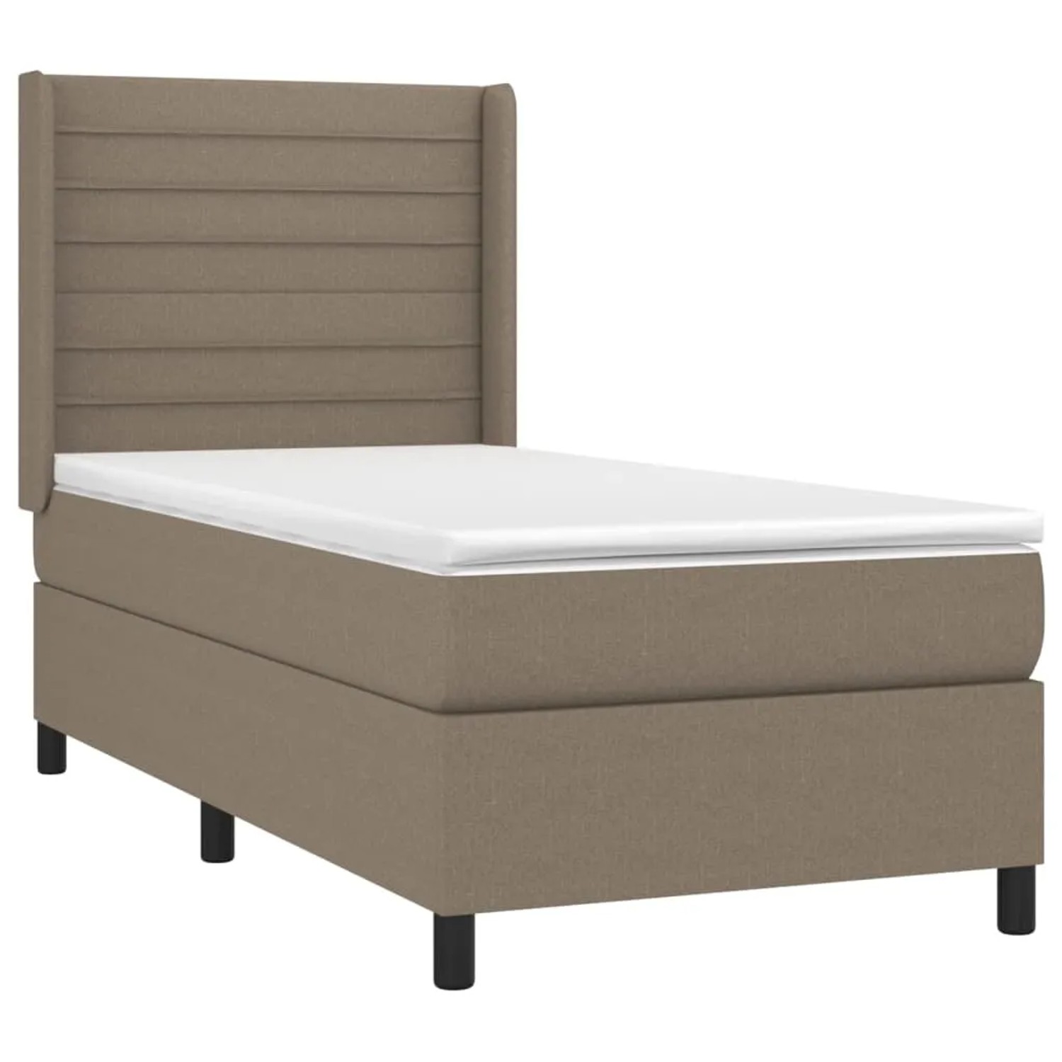 Boxspringbett Taupe (90x190 cm) mit Matratze und Kopfteil