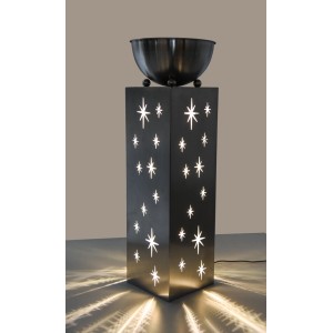 DELUKE Sternensäule mit LED, Edelstahl, silber, 76cm, Deko für Wohnzimmer und Büro.