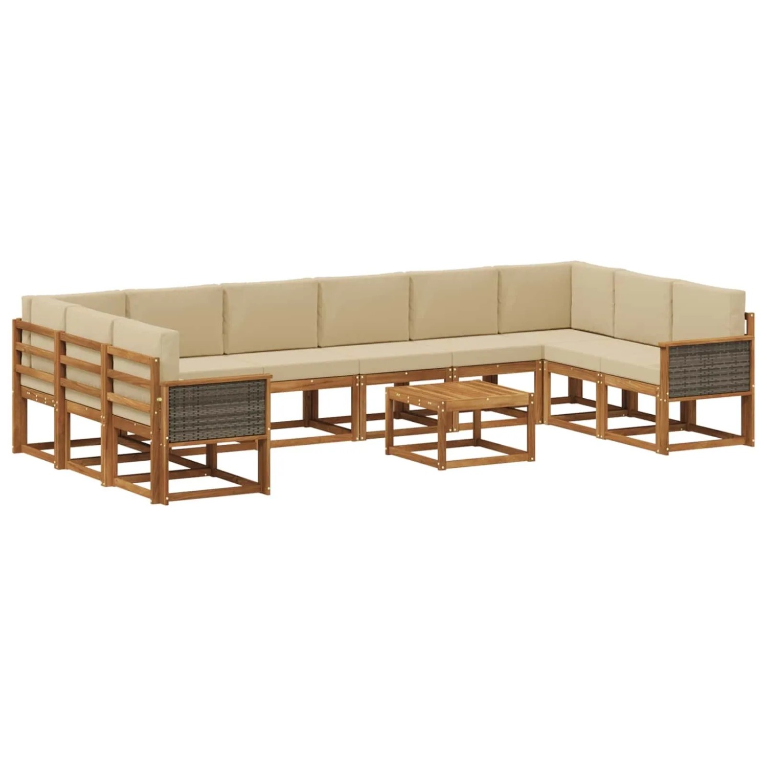 vidaXL Outdoor-Sofagarnitur 11 Stk Natur und Beige Massivholz Akazie 3385589