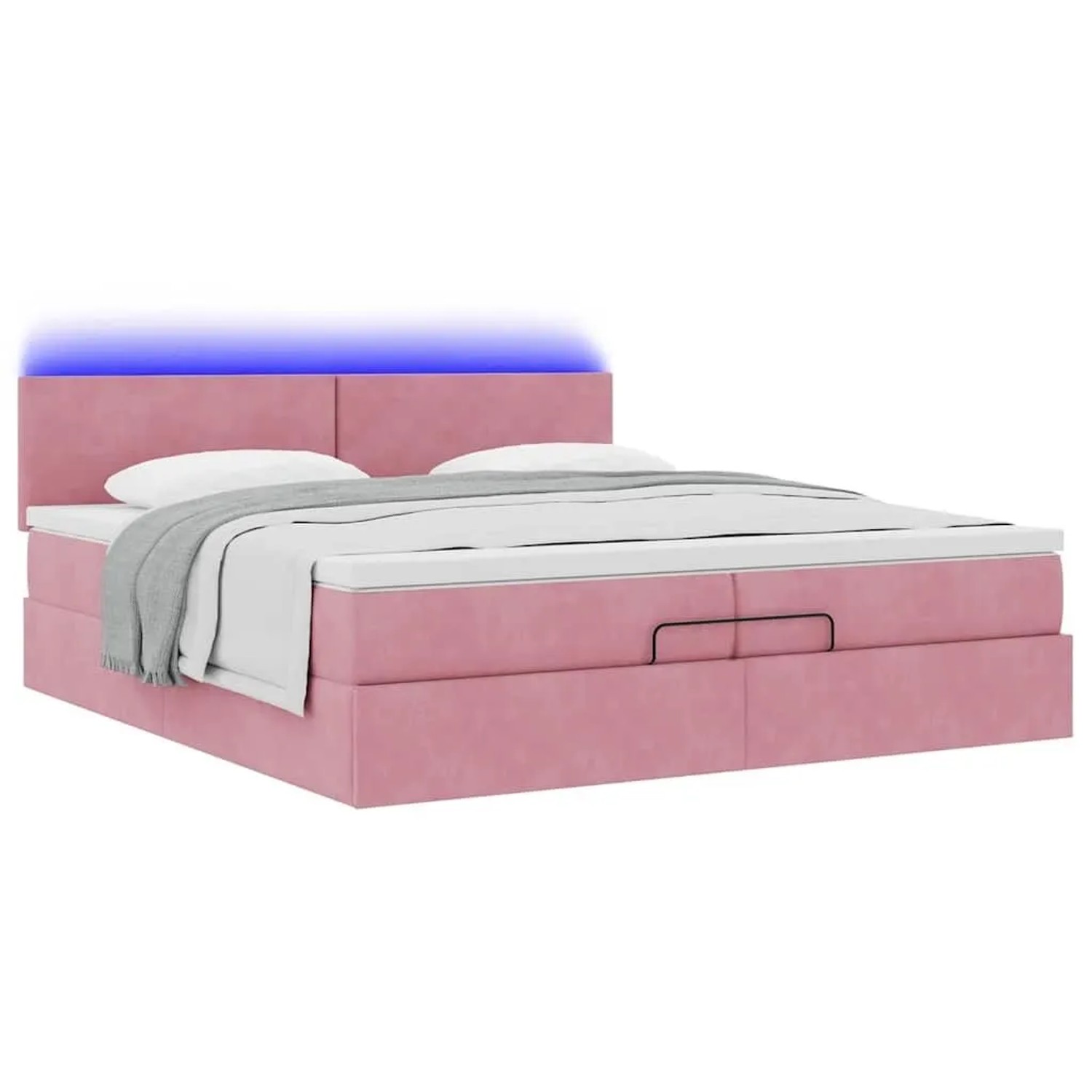 vidaXL Ottoman-Bett mit Matratzen & LEDs Rosa 200x200 cm Samt 3312577