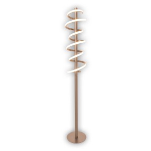 Moderne LED Stehleuchte Belleza in Stahl-Blank, spiralförmiges Design, dimmbar, 140 cm hoch.