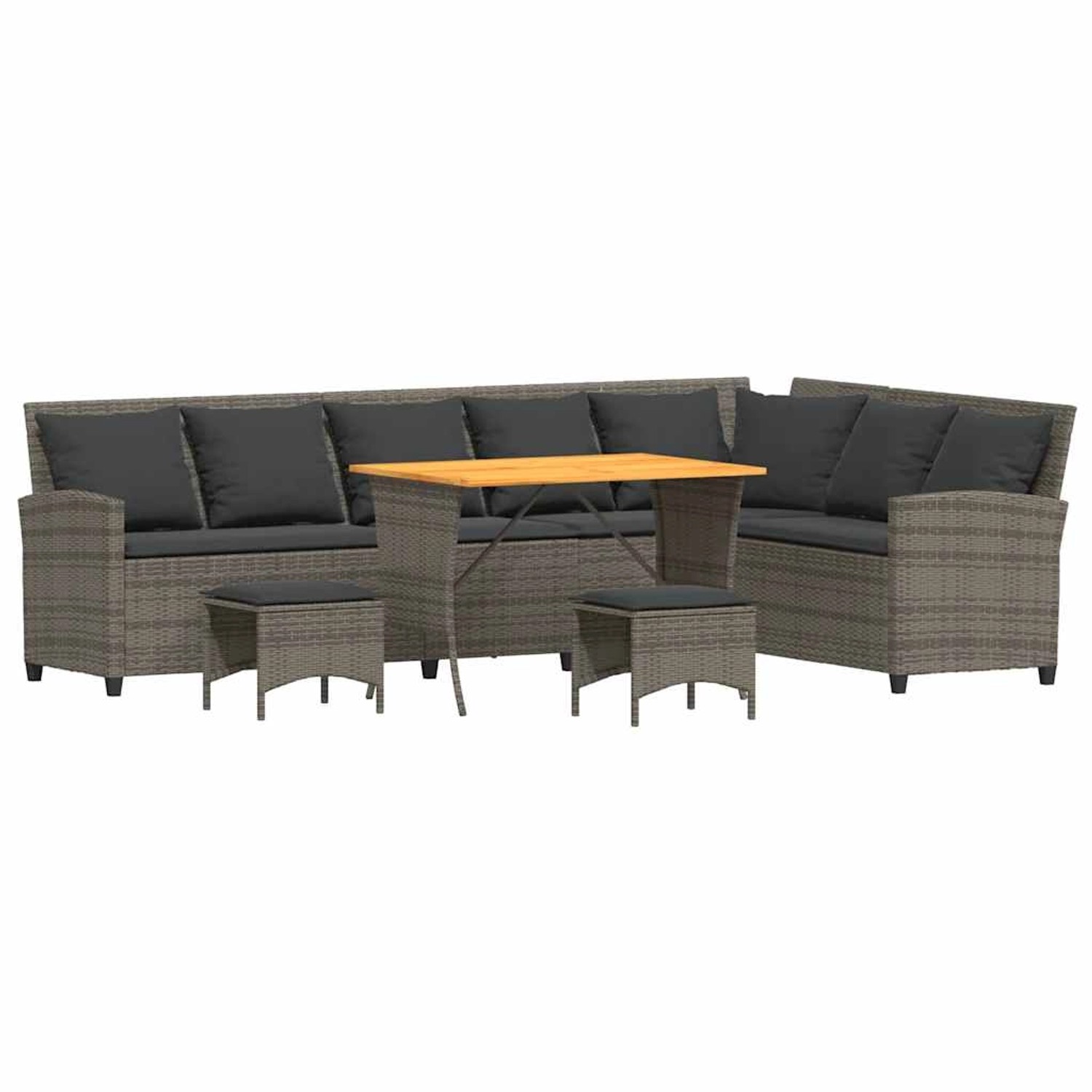 vidaXL 4-Tlg Garten-Sofagarnitur mit Kissen L-Form Grau Poly Rattan 3365326 günstig online kaufen