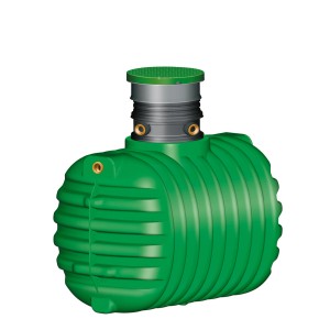 Garantia Abwasser-Sammelgrube Cristall 1.600 l mit Domschacht und Deckel, aus Kunststoff in Grün.