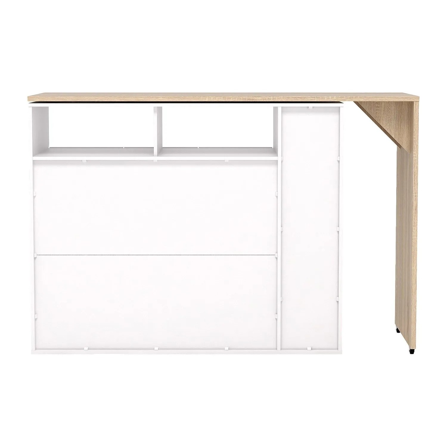 Vinalo Bartisch-Set: drehbarer Barschrank in Weiß und hellem Holz mit Stauraum, modern und kompakt.